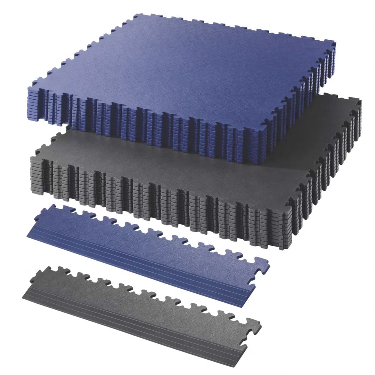 Interlocking Floor Tiles & Ramps Single Garage Pack (19m2 + 7 ramps) Blue & Graphite X500/7